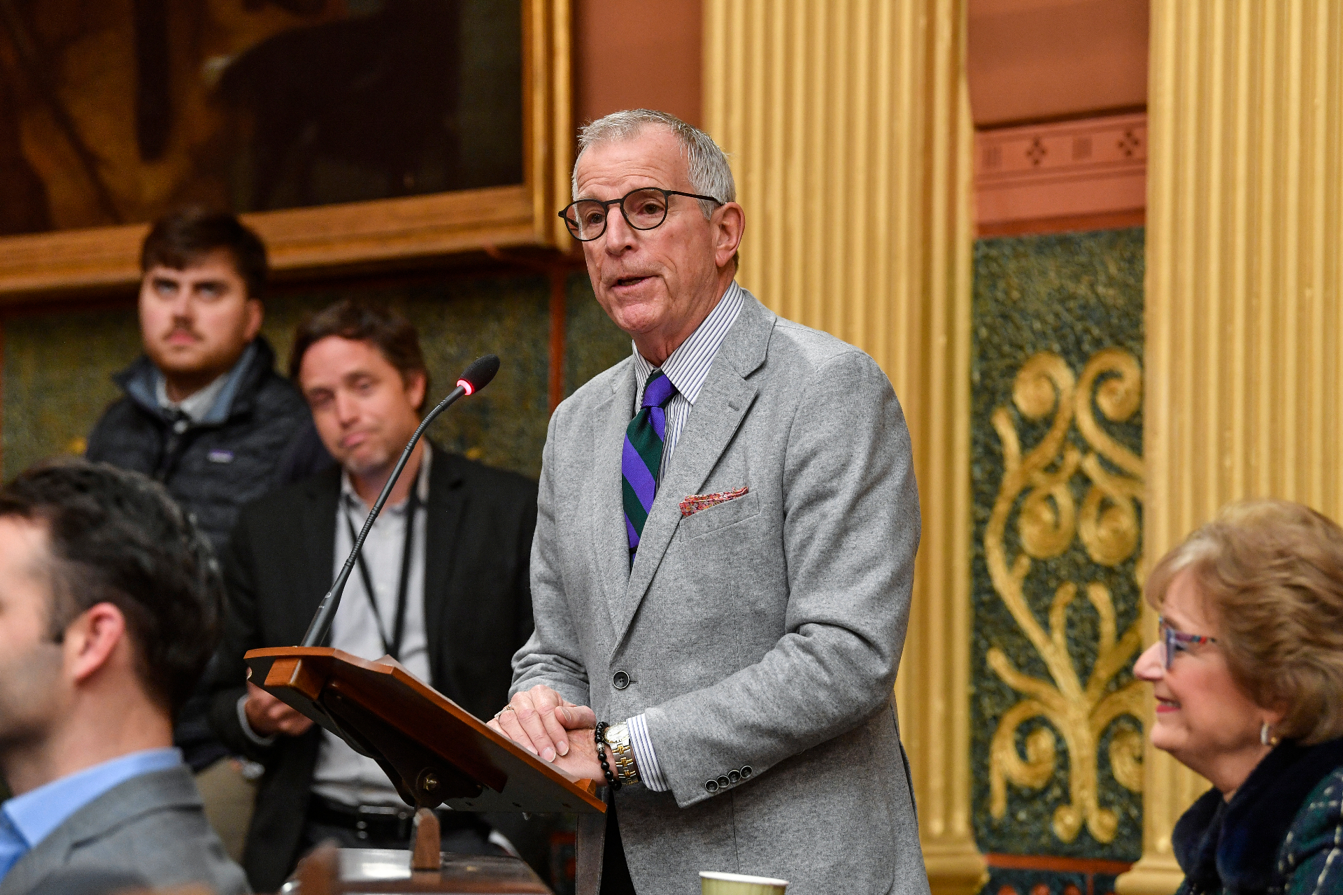 Tisdel speaking on the bill from the House floor.